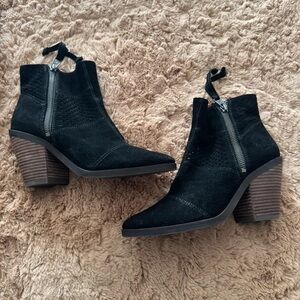 Lucky Brand Black Suede Heeled Boots